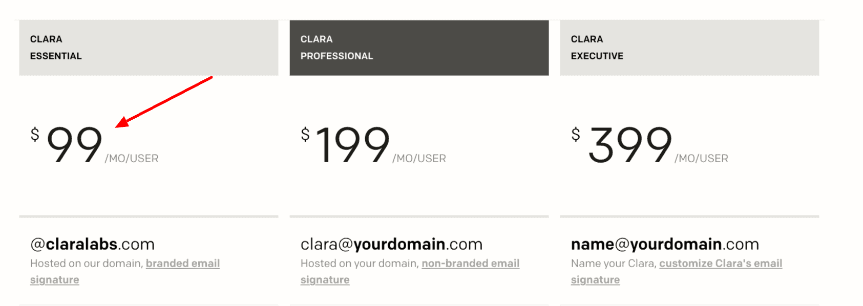 Clara - Pricing