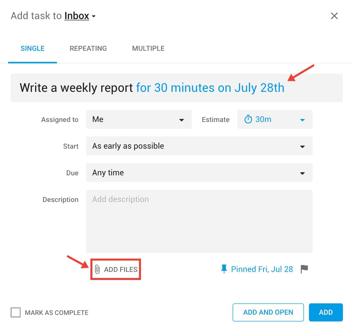 adding new tasks in timehero