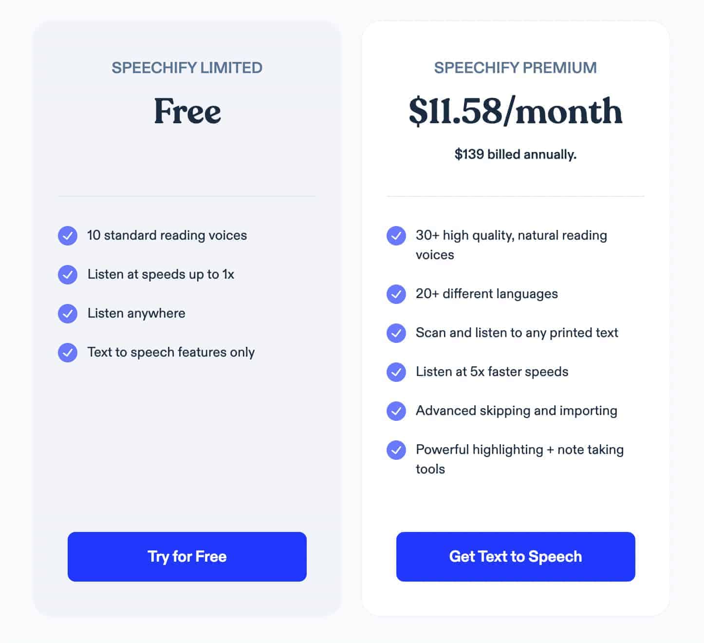 speechify pricing plans