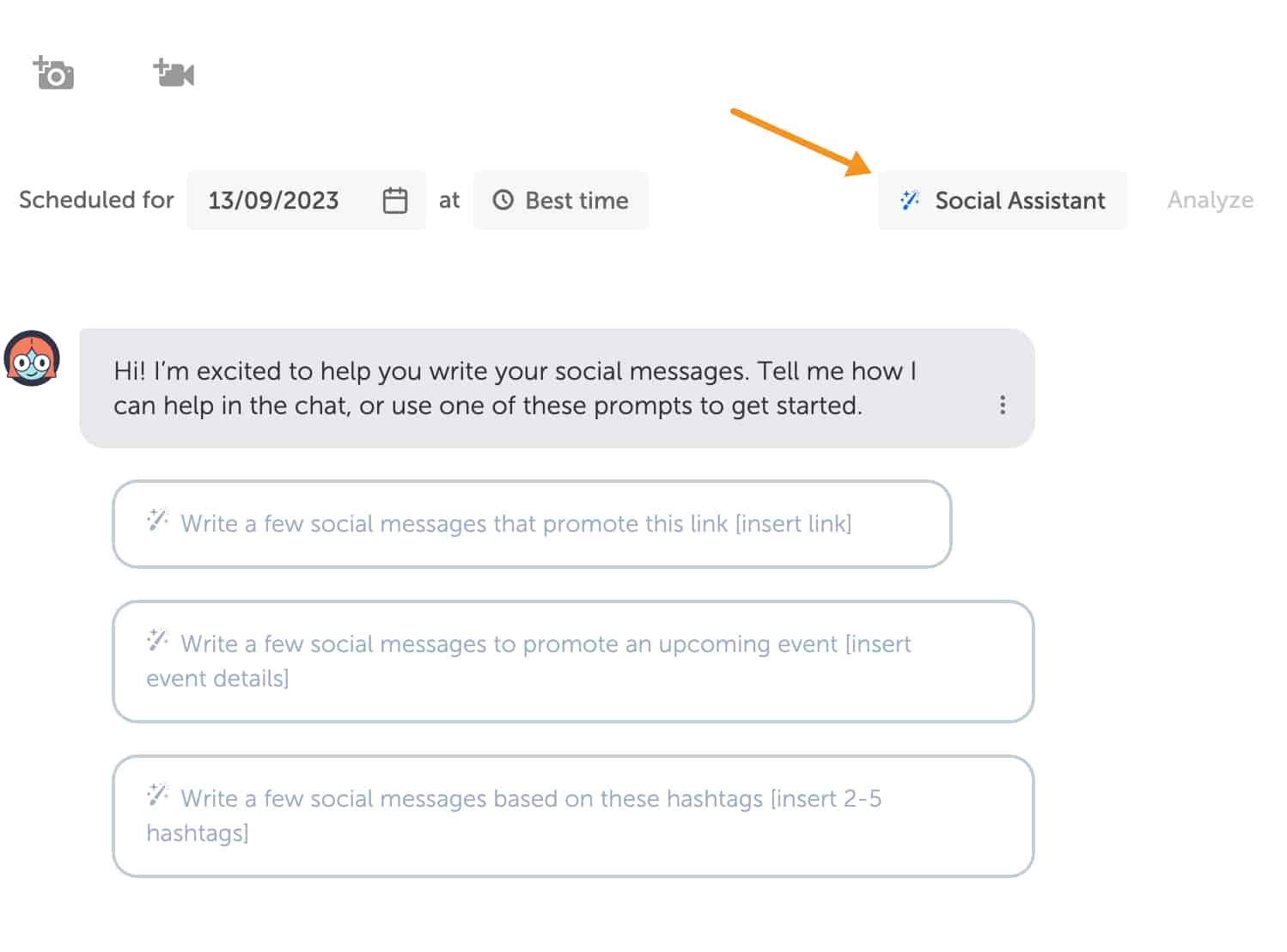 AI social assistant in CoSchedule 