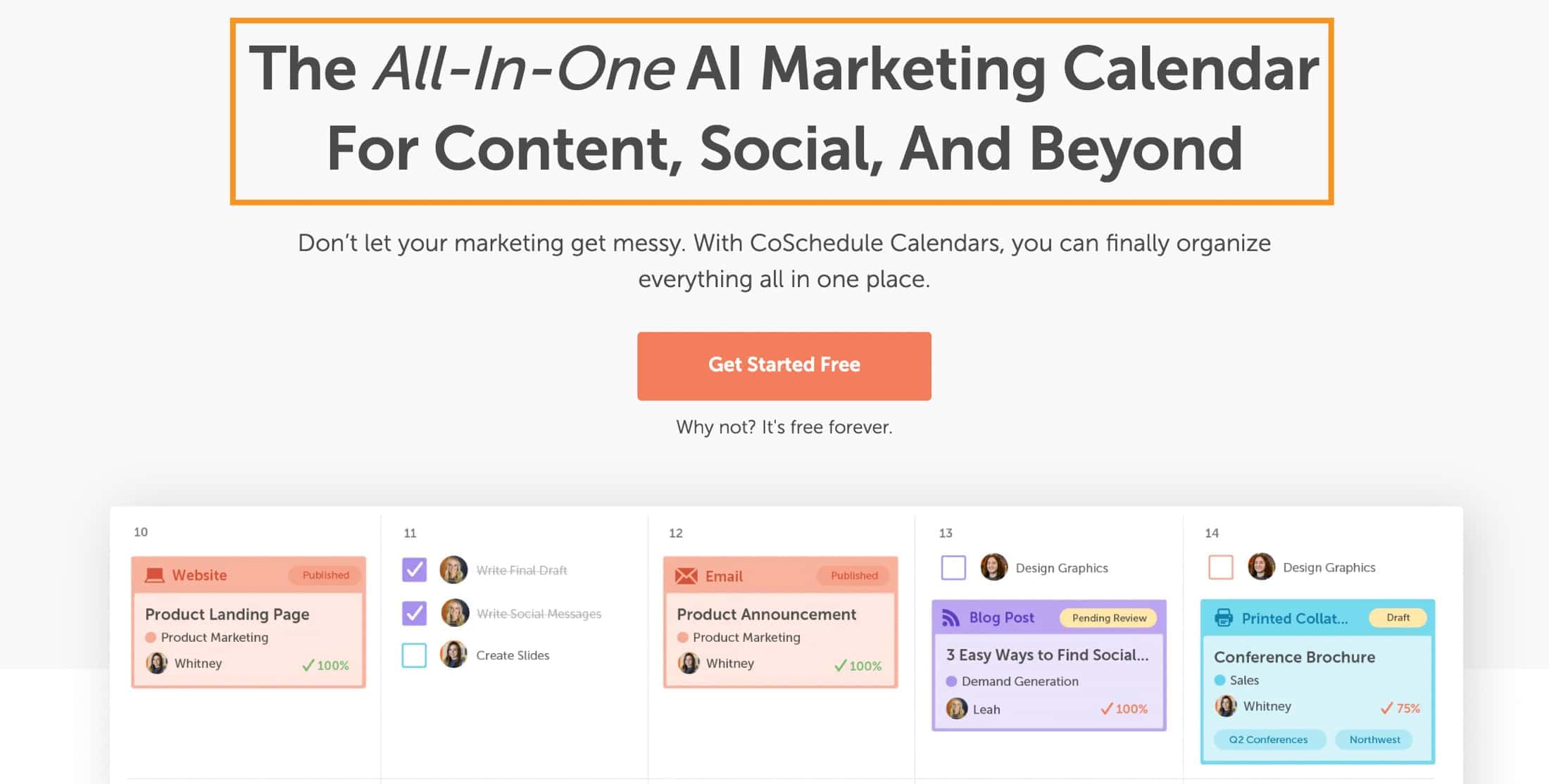 homepage of CoSchedule