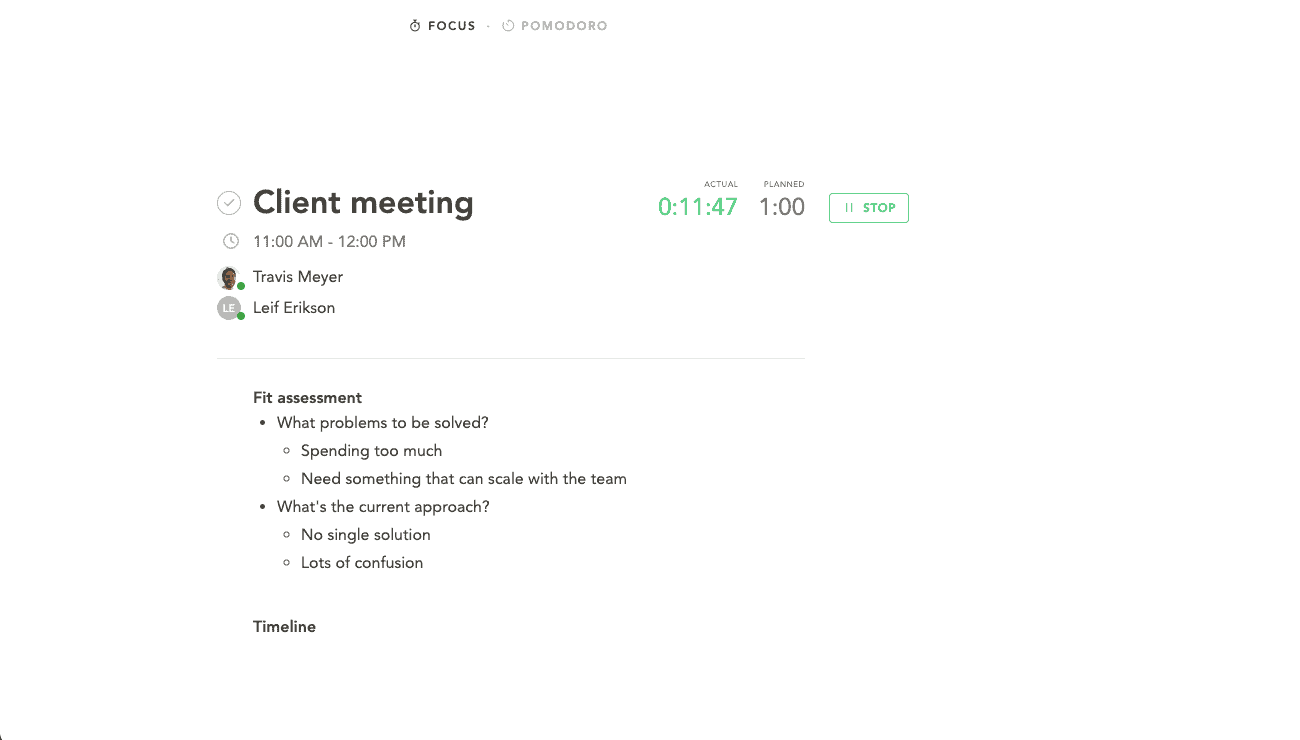 Simplify meeting notes in Sunsama