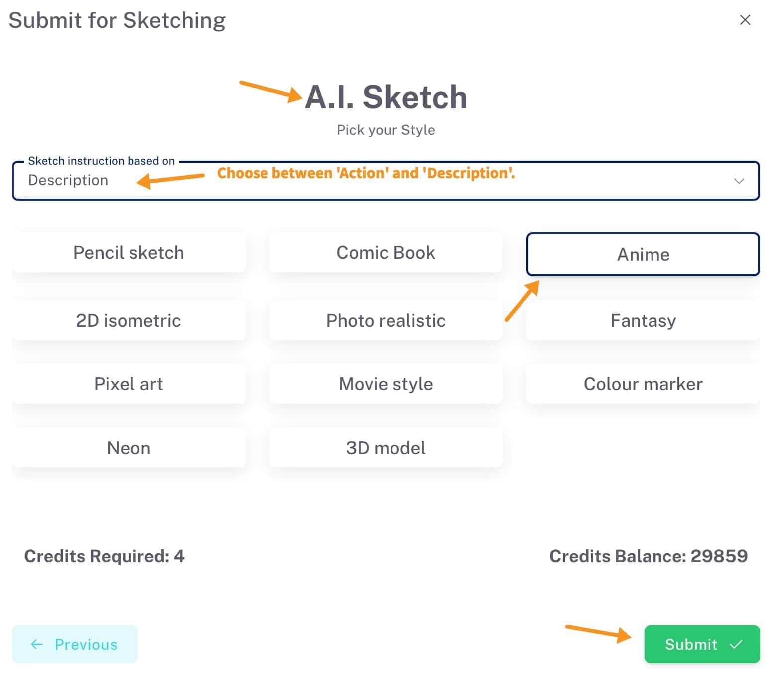 choose the style of your AI images in Storyboard Hero 