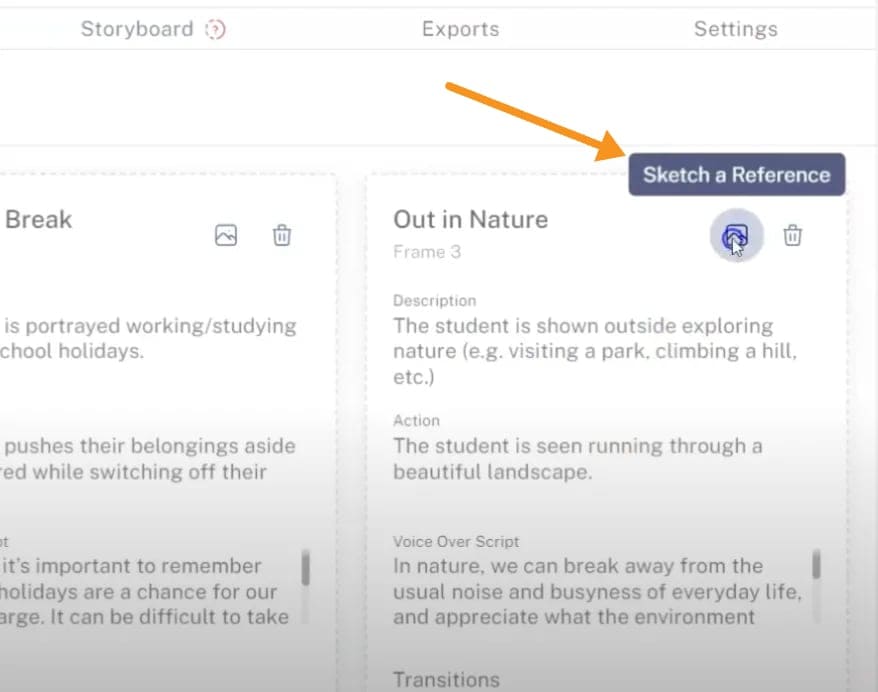 sketch a reference in storyboard Hero