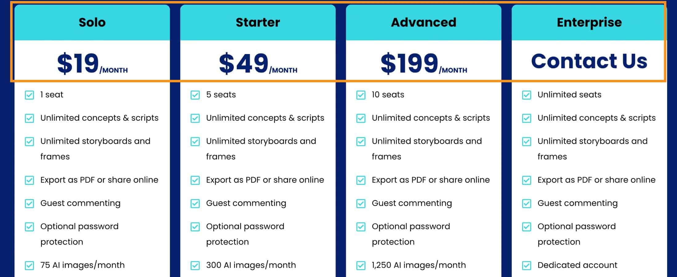 storyboardhero pricing plans 