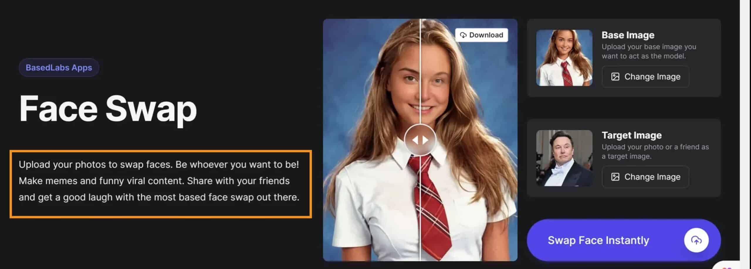BasedLabs.ai face swap feature BasedLabs.ai face swap feature