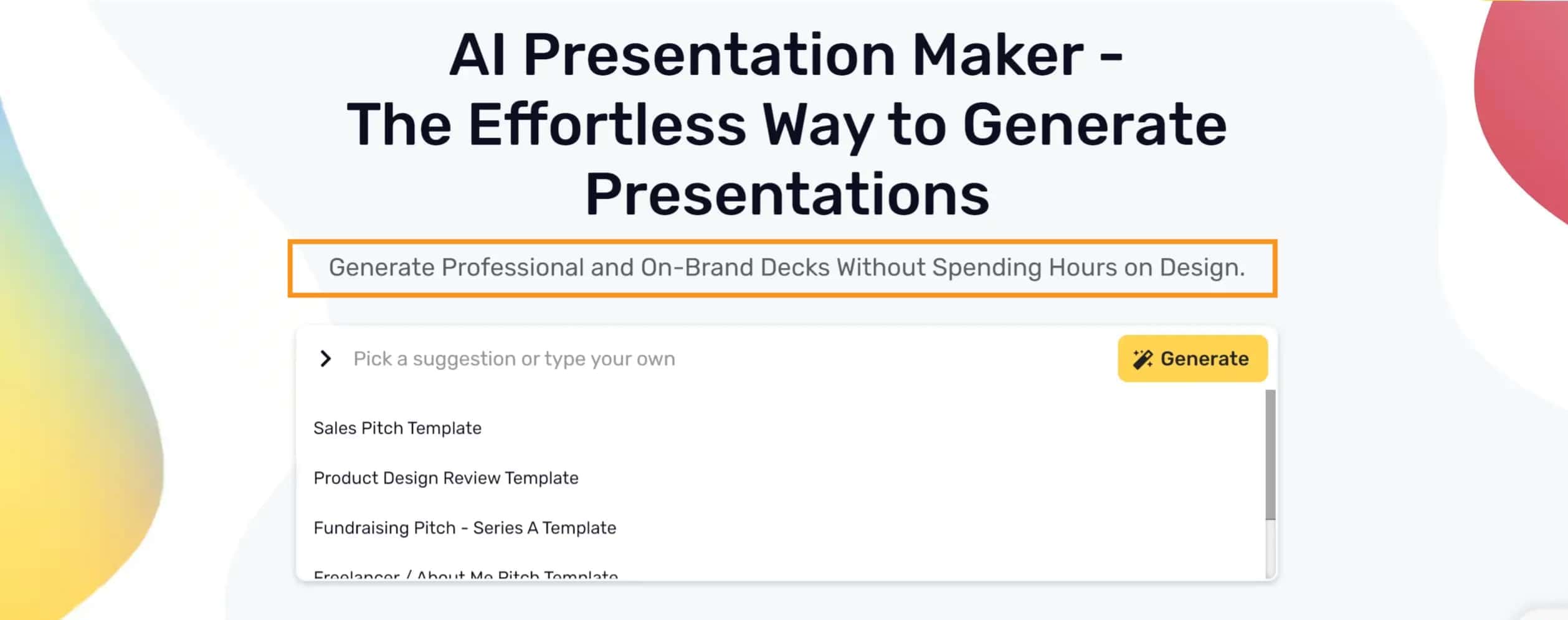 Simplified AI presentation maker 