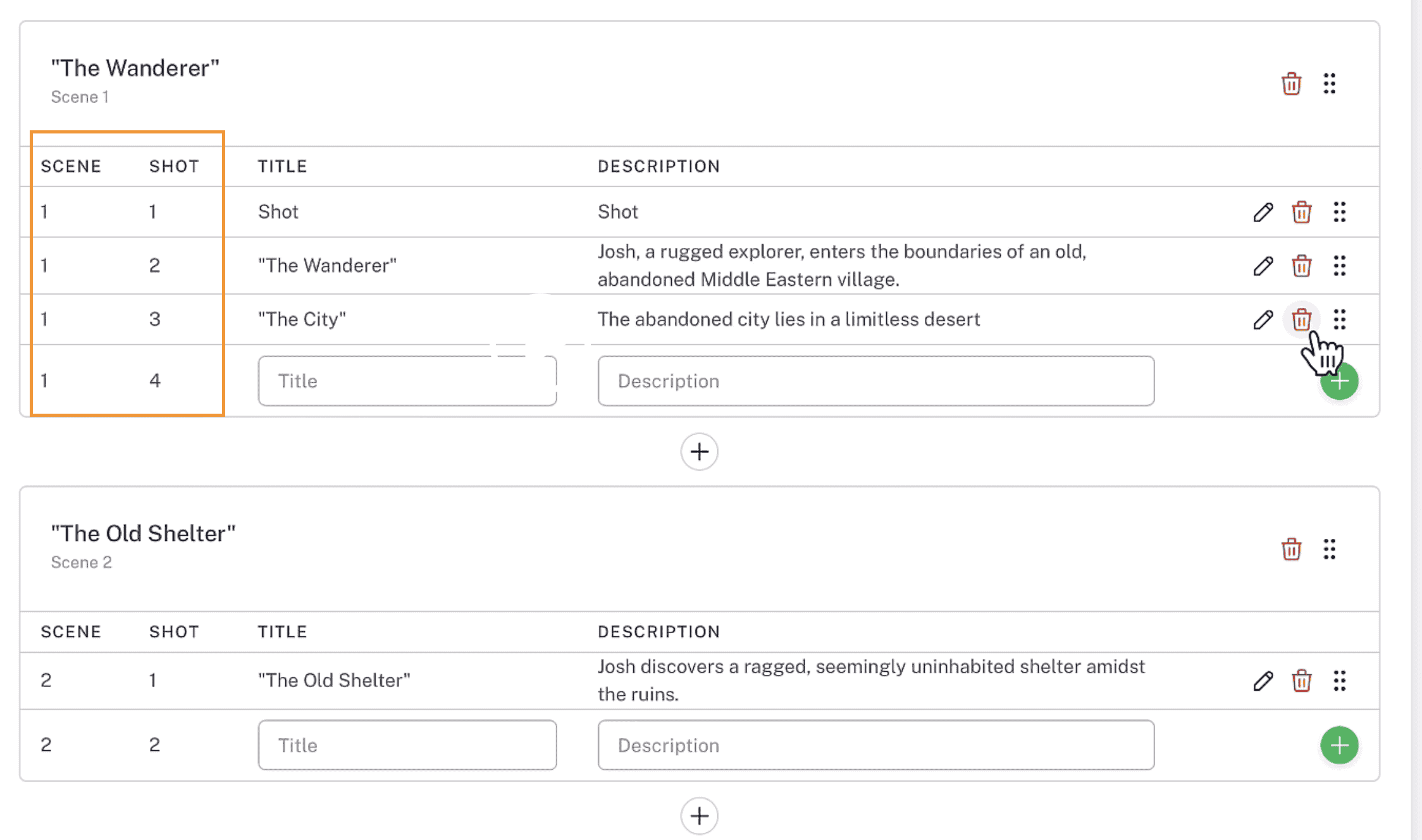 Arrange and rearrange your shots in Storyboard Hero