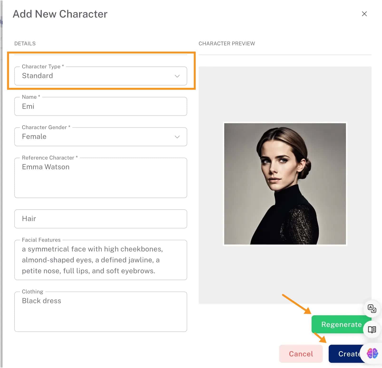 create characters in Storyboard Hero (Standard)