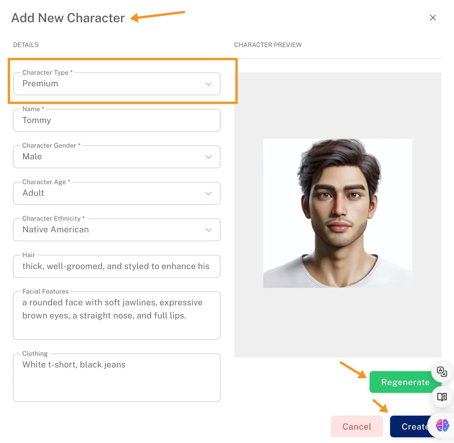 create characters in Storyboard Hero (Premium)