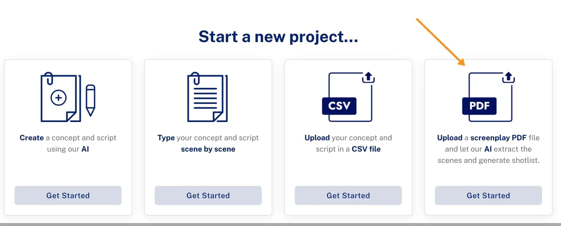 upload your script in PDF format in Storyboard Hero