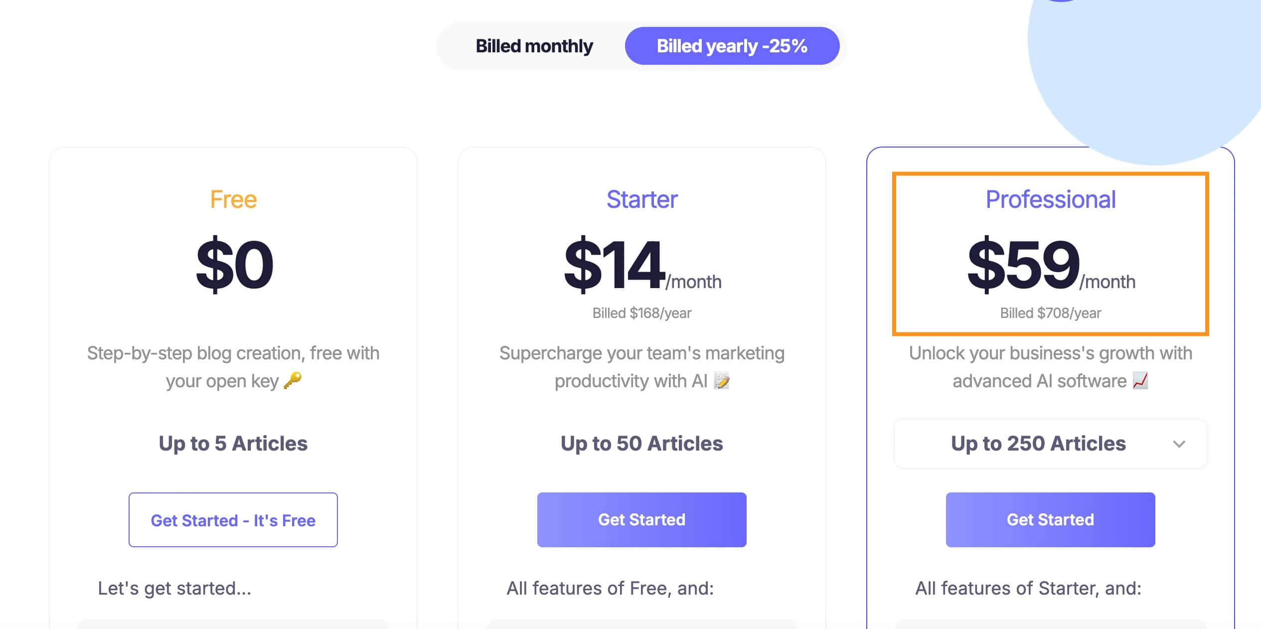 seowriting ai pricing