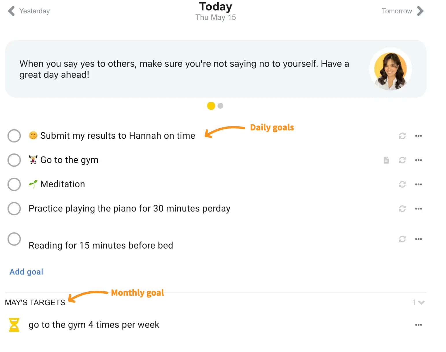 GoalsWon daily and monthly goals GoalsWon daily and monthly goals