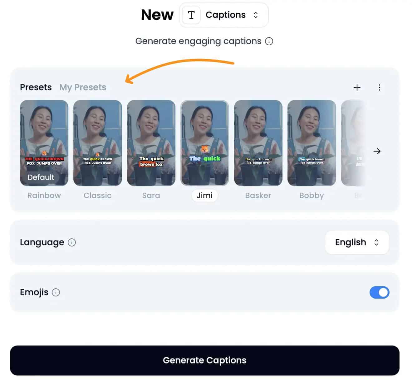 Klap AI caption generator Klap AI caption generator